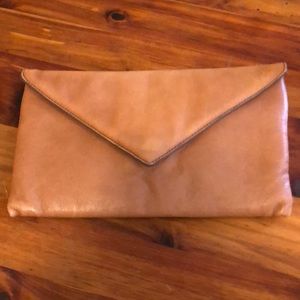 J.Crew leather envelop clutch in cognac